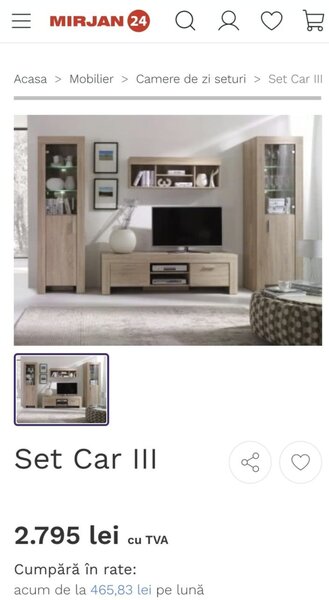 Living Set/2vitrine turn + comoda tv + polita suspendata